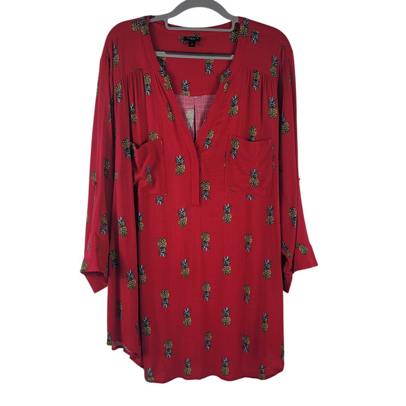 Torrid Harper Animal Print Pineapple Novelty Work Casual Women's Blouse 3-3X - Picture 2 of 7